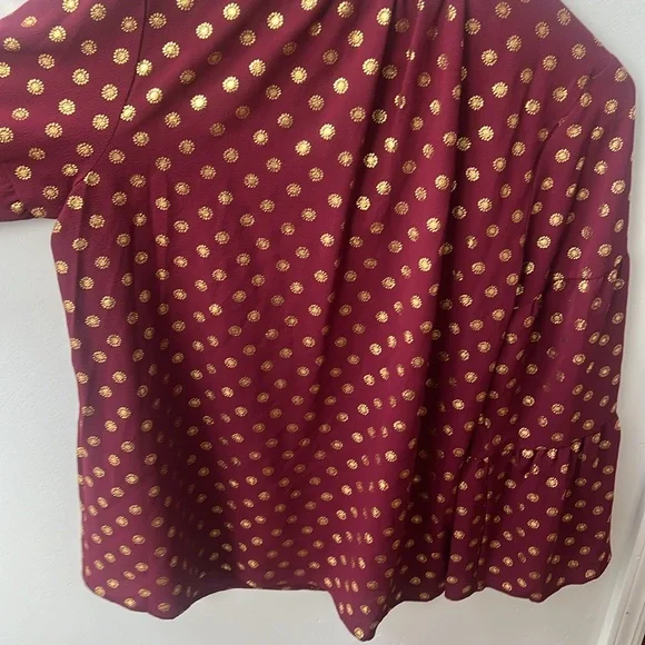 Michael Kors Dark red  and gold blouse MK top long sleeve small size - Picture 9 of 16